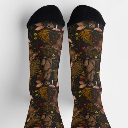 Rabbits and woodland flora 3Socks Socks